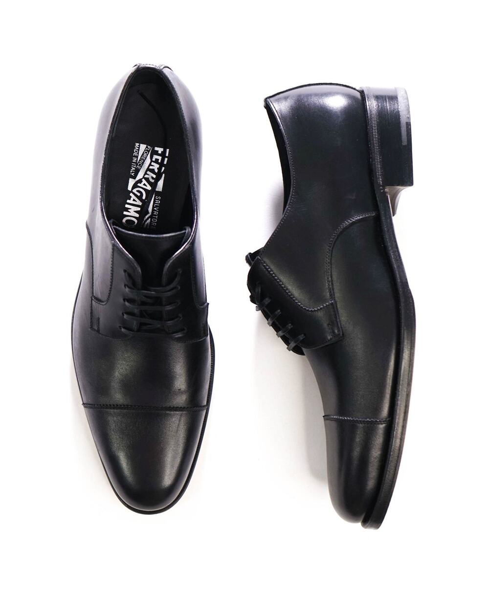 $1,150 FERRAGAMO - Black Leather Derby - 9.5 D